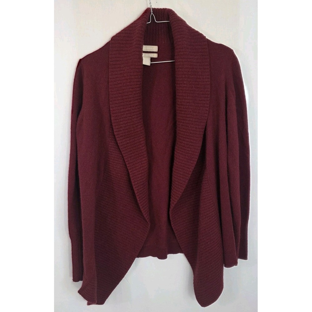 Banana Republic Italian Yarn Merino Wool Cashmere Shawl Cardigan M Burgundy